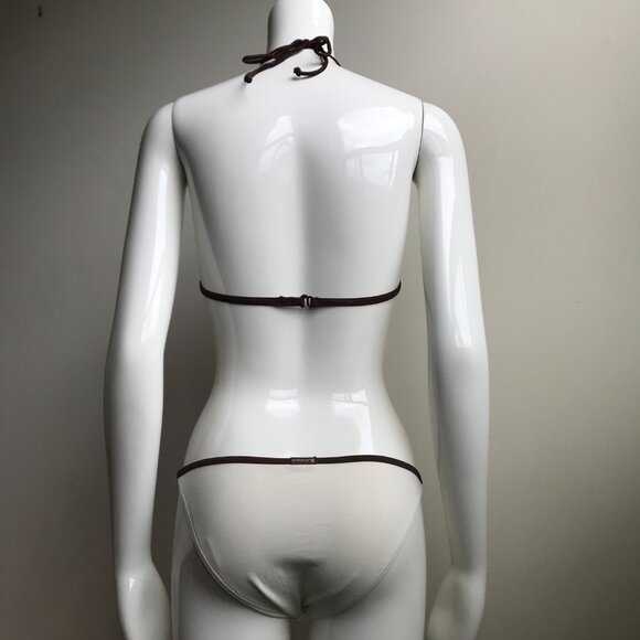 Billabong BLUE CRUSH era Vintage bikini cream & blue floral triangle set RARE - Picture 6 of 7